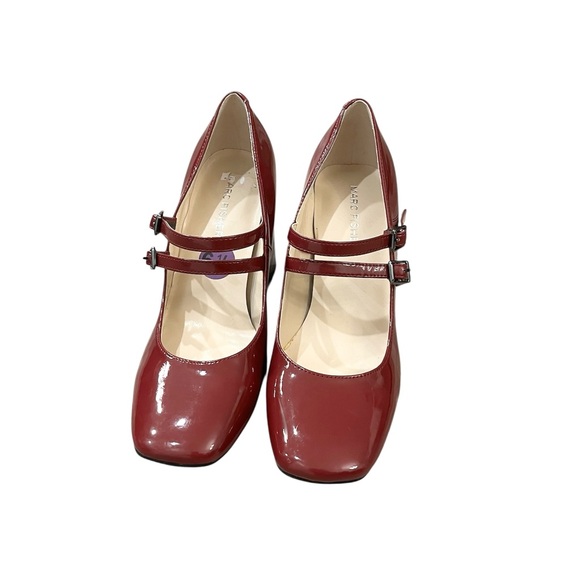 Marc Fisher Patent Mary Jane Block Heel Pumps in Burgundy Red Size: 6 1/2 - Picture 4 of 10